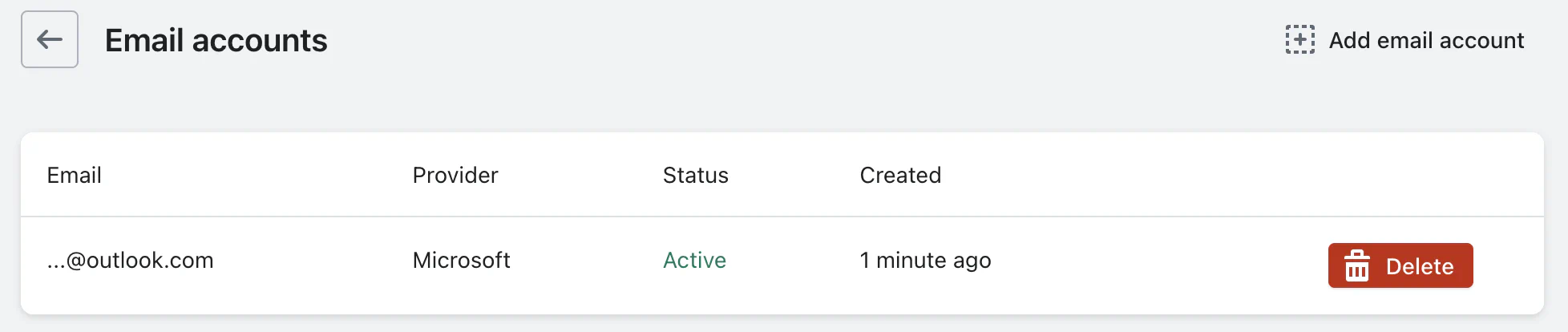 Active outlook account