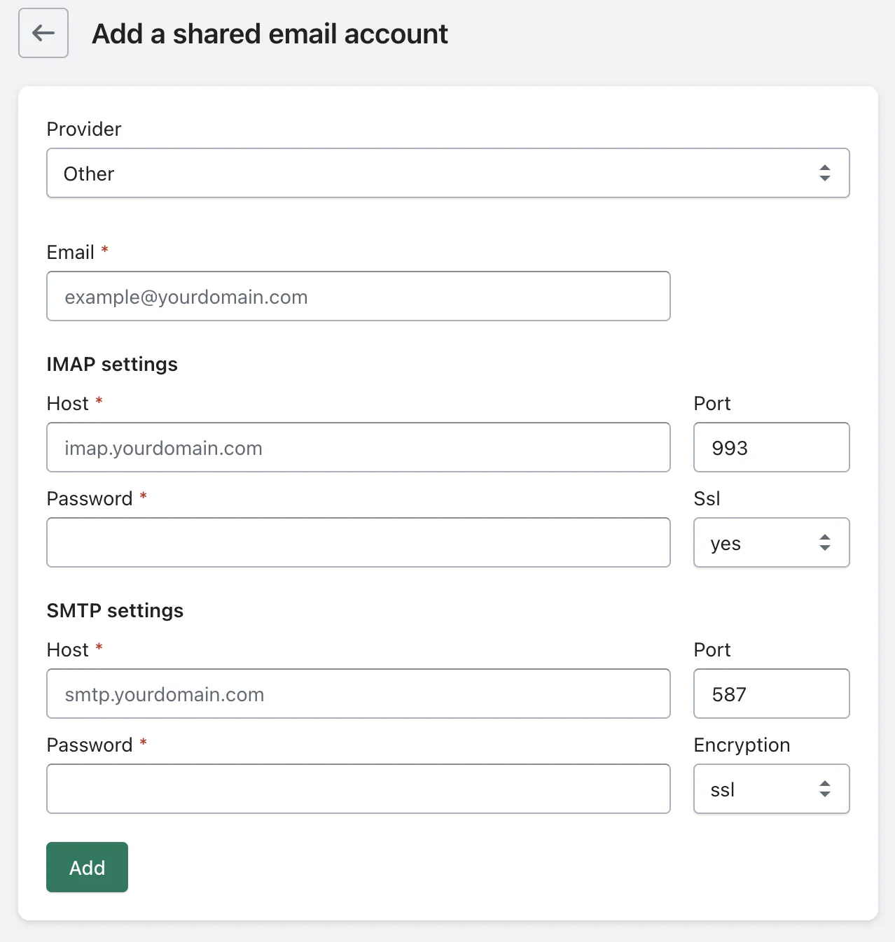 Add generic email account