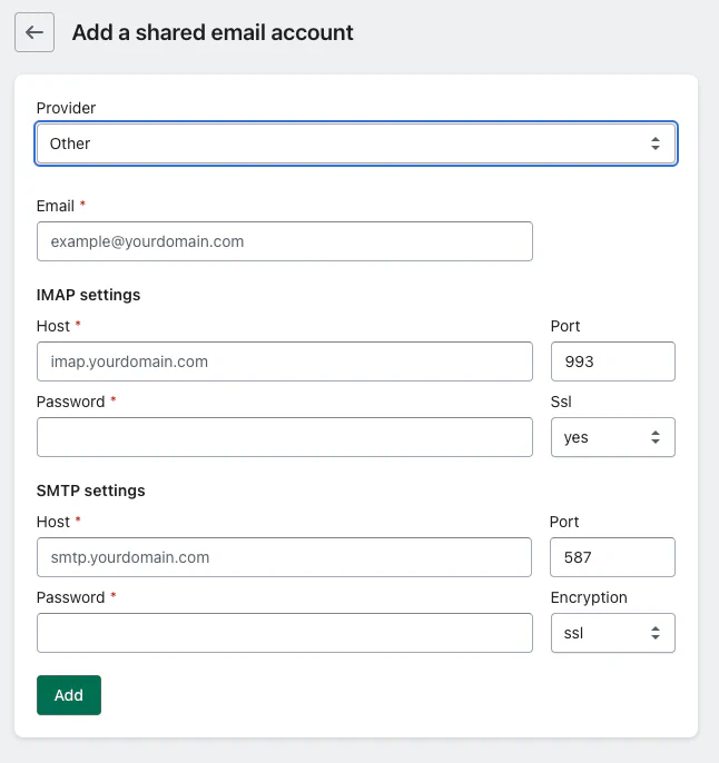 Add generic email account